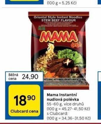 Tesco Mama instantní nudlová polévka nabídka