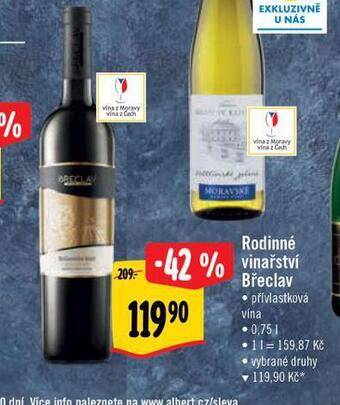 Albert Rodinné vinařství břeclav nabídka