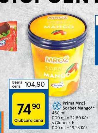 Tesco Prima mrož sorbet mango** 460 ml nabídka