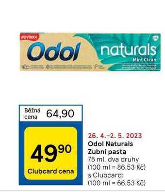 Tesco Odol naturals zubní pasta 75 ml nabídka