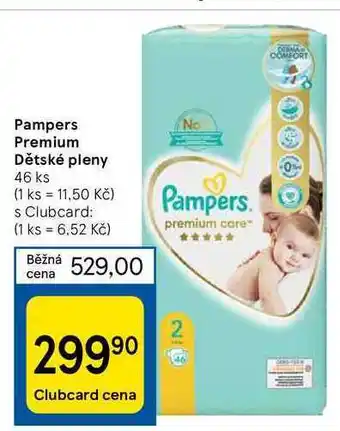 Tesco Pampers premium dětské pleny 46 ks nabídka
