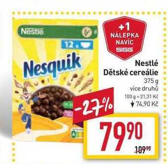Billa Nestlé dětské cereálie 375 g nabídka