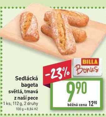 Billa Sedlácká bageta světlá, tmavá z naší pece 1 ks, 112 g nabídka