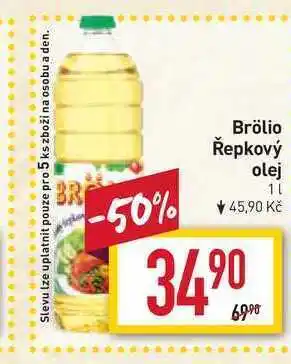 Billa Řepkový olej brölio 1l nabídka