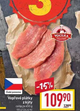 Billa Vepřové plátky z kýty cena za 450 g nabídka