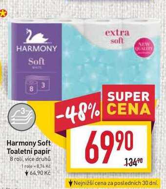 Billa Harmony soft toaletní papír 8 rolí nabídka