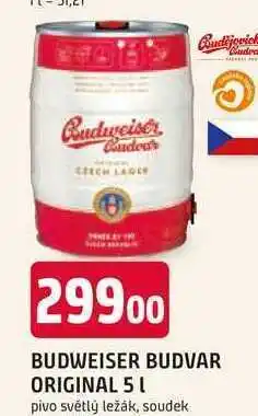 Trefa Budweiser budvar světlý ležák pivo sud 5l nabídka