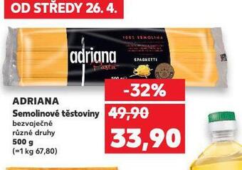 Kaufland Adriana semolinové těstoviny nabídka