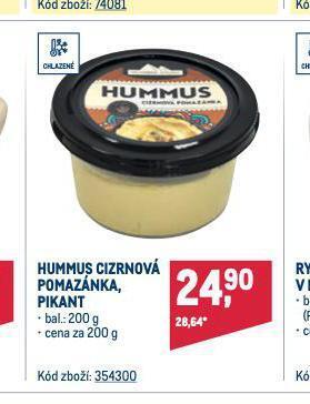Makro Hummus cizrnová pomazánka nabídka
