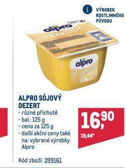 Makro Alpro sójový dezert nabídka