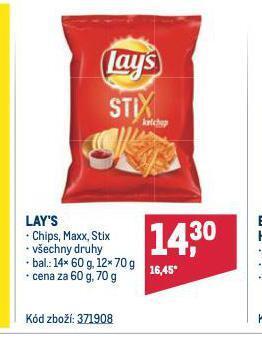 Makro Lay's chipsy nabídka