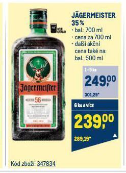 Makro Jagermeister nabídka