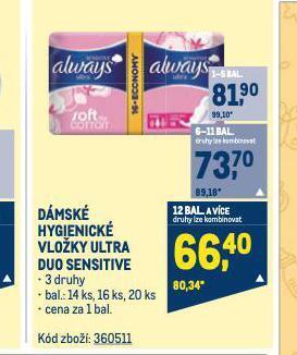 Makro Always dámské vložky nabídka