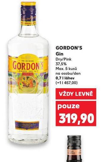 Kaufland Gordon´s gin nabídka