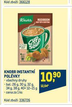 Makro Knorr instantní polévka nabídka
