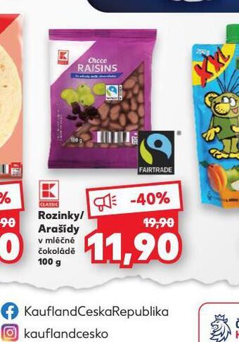 Kaufland Rozinky / arašídy v mléčné čokoládě nabídka