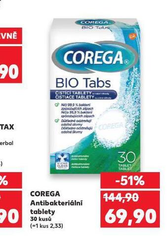 Kaufland Corega antibakteriální tablety nabídka