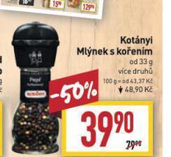 Billa Kotányi mlýnek s kořením nabídka