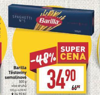 Billa Barilla těstoviny nabídka