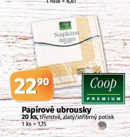 Coop Papírové ubrousky nabídka