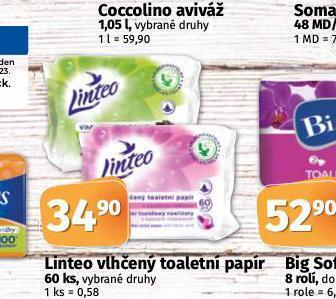 Coop Linteo vlhčený toaletní papír nabídka