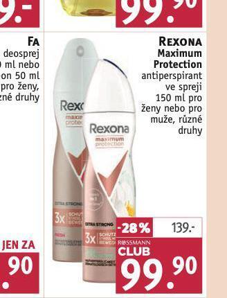 Rossmann Rexona antiperspirant nabídka