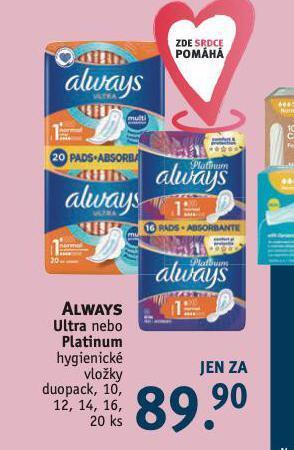 Rossmann Always dámské vložky nabídka