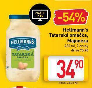 Billa Hellmann&#039;s tatarská omáčka nabídka