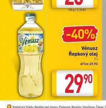 Billa Vénusz řepkový olej nabídka
