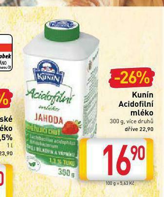 Billa Kunín acidofilní mléko nabídka