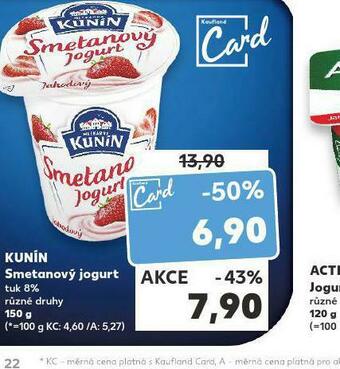 Kaufland Kunín smetanový jogurt nabídka
