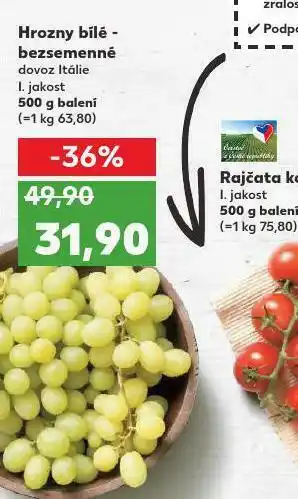 Kaufland Bílé hrozny bezsemenné nabídka