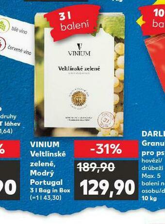 Kaufland Vinium veltínské zelené nabídka