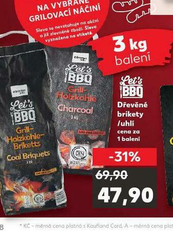 Kaufland Dřevěné brikety / uhlí nabídka