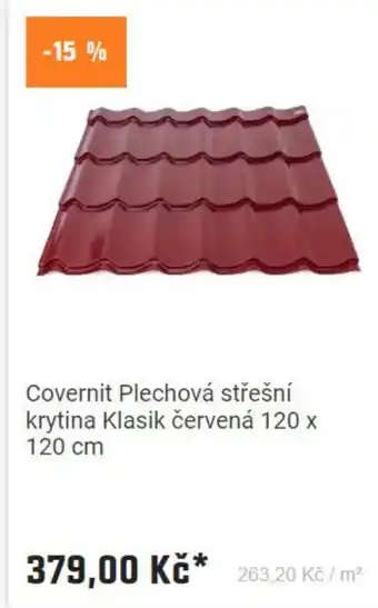 OBI Covernit Plechová střešní krytina Klasik červená 120 x 120 cm nabídka