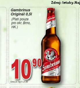 Lidl Pivo gambrinus originál 10 nabídka