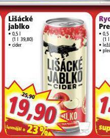 Norma Lišácké jablko cider nabídka