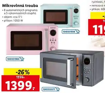 Lidl Mikrovlnná trouba • příkon: 1050 W nabídka
