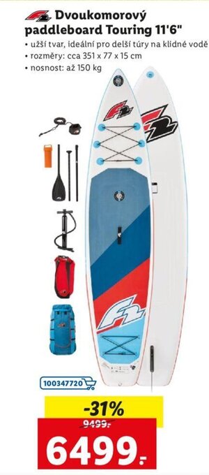 Lidl Dvoukomorový paddleboard Touring 11'6" nabídka