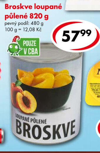 CBA Broskve loupané půlené 820 g nabídka