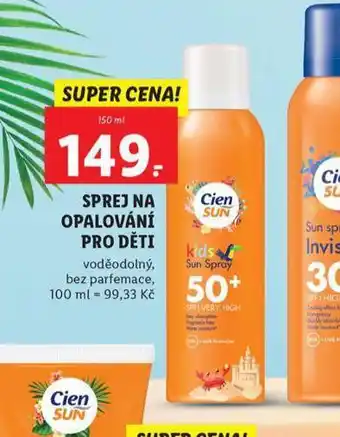 Lidl Cien sun sprej na opalování pro děti nabídka