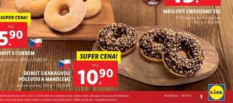 Lidl Donut s kakaovou polevou a mandlemi nabídka