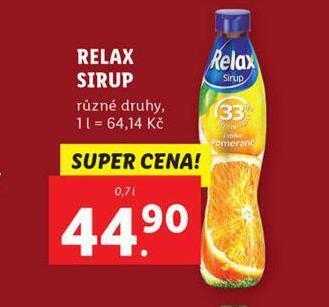 Lidl Relax sirup nabídka