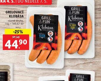 Lidl Grilovací klobása nabídka