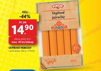 Lidl Vepřové párečky nabídka