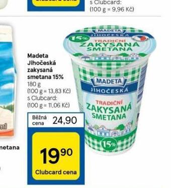 Tesco Madeta jihočeská zakysaná smetana 15% nabídka