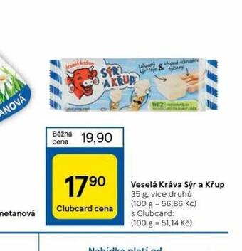 Tesco Veselá kráva sýr a křup nabídka