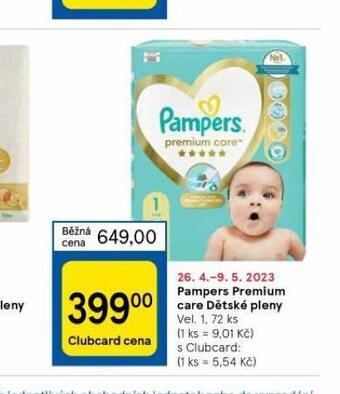 Tesco Pampers dětské plenky nabídka
