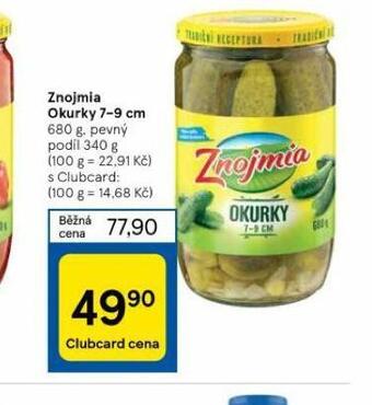 Tesco Znojmia okurky 7-9 cm nabídka