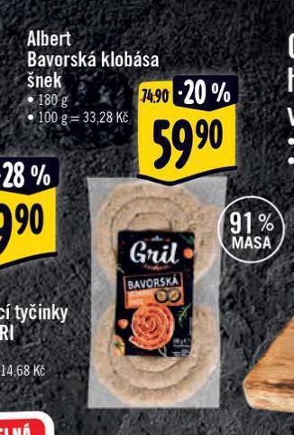Albert Albert bavorská klobása šnek nabídka